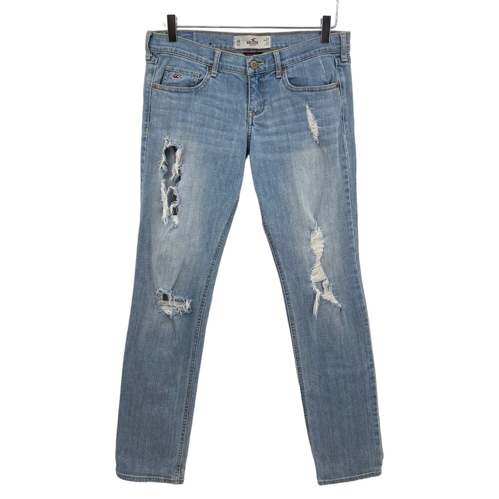 Hollister Women's Social Stretch Low Rise Distressed Skinny Jeans 27 x 33